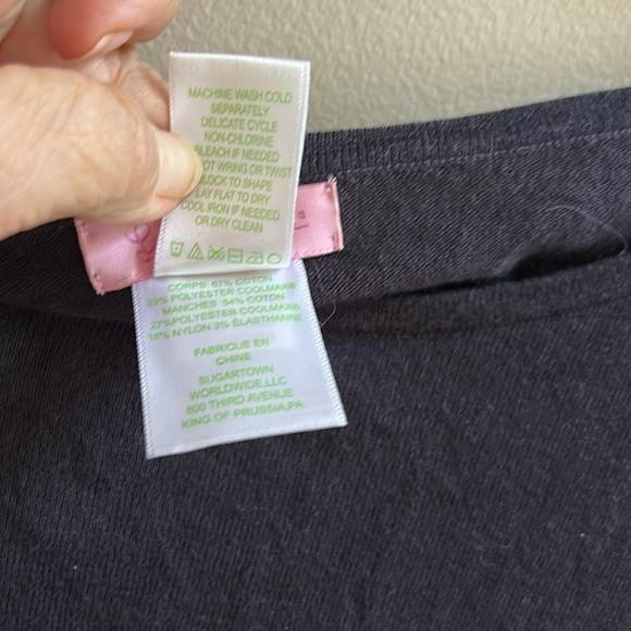 Lilly Pulitzer Ramona Sweater Navy Blue Size Large Fringe Gold Buttons - Picture 4 of 10